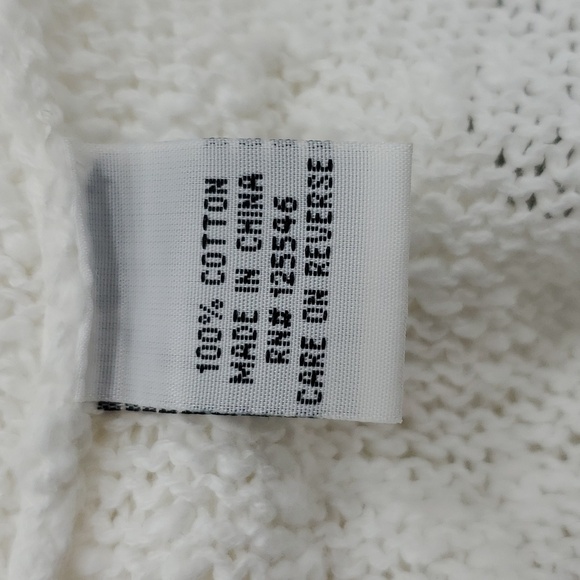 Habitat open knit sweater women's medium white textured cotton shell buttons - Picture 8 of 12